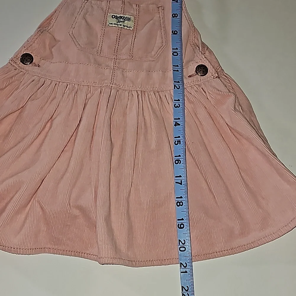 OshKosh B'gosh Toddler 3T Jumper Dress Pink Corduroy Overall Skirt Skirtall